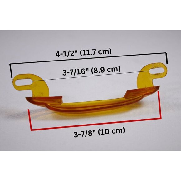 SET of 2 Orange Lucite Art Deco drawer pull inserts, drawer handle parts - Picture 2 of 10